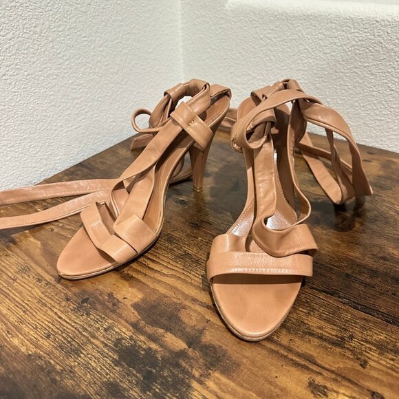 Bally- Tan Leather Lace Up Gladiator Sandal Heels - Picture 1 of 7